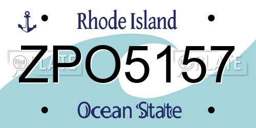 ZPO5157 Rhode Island License Plate