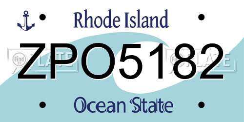 ZPO5182 Rhode Island License Plate