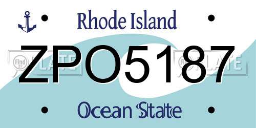 ZPO5187 Rhode Island License Plate