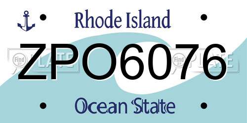 ZPO6076 Rhode Island License Plate