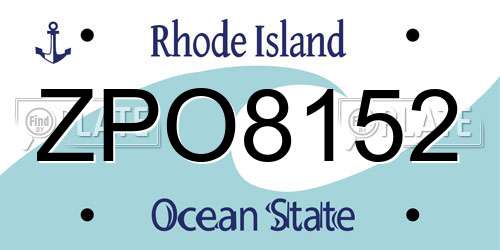 ZPO8152 Rhode Island License Plate
