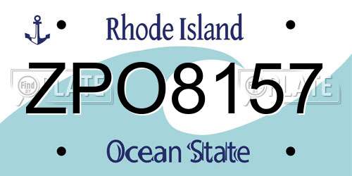 ZPO8157 Rhode Island License Plate
