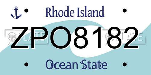 ZPO8182 Rhode Island License Plate