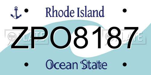 ZPO8187 Rhode Island License Plate