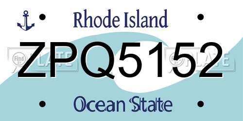 ZPQ5152 Rhode Island License Plate