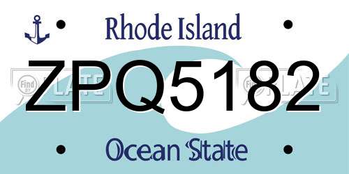 ZPQ5182 Rhode Island License Plate