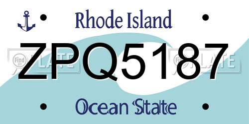 ZPQ5187 Rhode Island License Plate