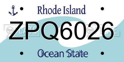 ZPQ6026 Rhode Island License Plate