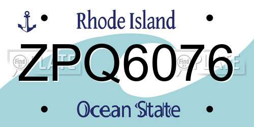 ZPQ6076 Rhode Island License Plate