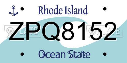 ZPQ8152 Rhode Island License Plate
