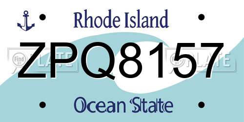 ZPQ8157 Rhode Island License Plate