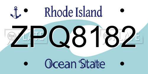 ZPQ8182 Rhode Island License Plate