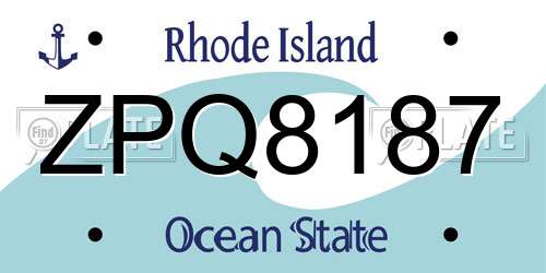 ZPQ8187 Rhode Island License Plate