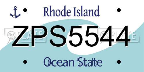 ZPS5544 Rhode Island License Plate