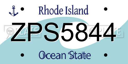 ZPS5844 Rhode Island License Plate