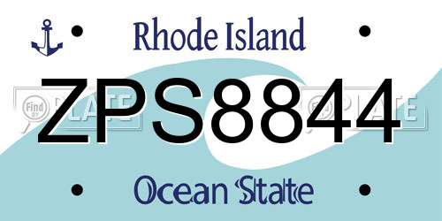 ZPS8844 Rhode Island License Plate