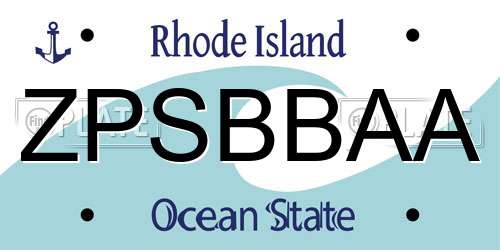 ZPSBBAA Rhode Island License Plate