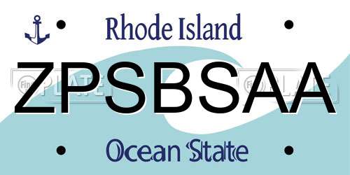 ZPSBSAA Rhode Island License Plate