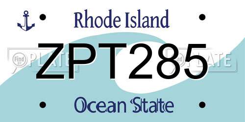 ZPT285 Rhode Island License Plate
