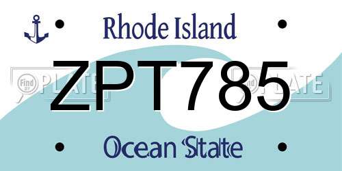 ZPT785 Rhode Island License Plate