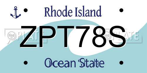 ZPT78S Rhode Island License Plate