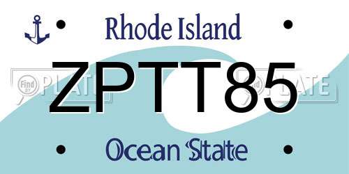 ZPTT85 Rhode Island License Plate