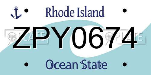 ZPY0674 Rhode Island License Plate