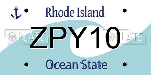 ZPY10 Rhode Island License Plate