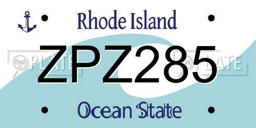 ZPZ285 Rhode Island License Plate
