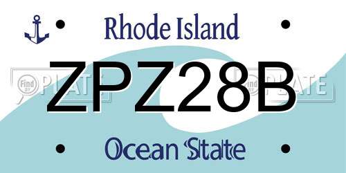 ZPZ28B Rhode Island License Plate