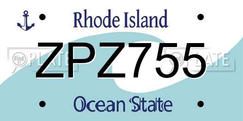 ZPZ755 Rhode Island License Plate