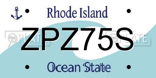 ZPZ75S Rhode Island License Plate