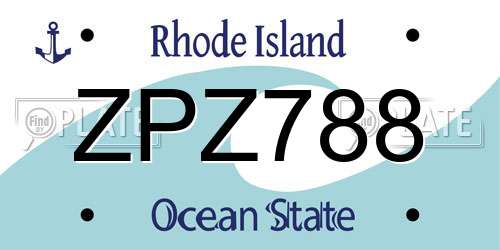 ZPZ788 Rhode Island License Plate