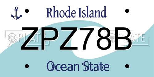 ZPZ78B Rhode Island License Plate
