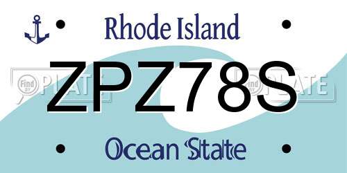 ZPZ78S Rhode Island License Plate