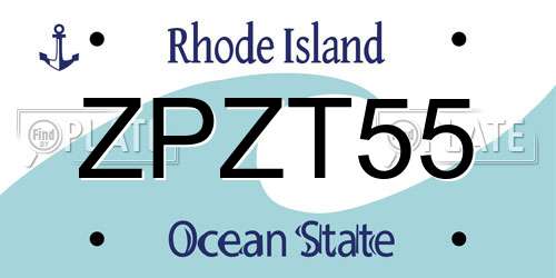 ZPZT55 Rhode Island License Plate