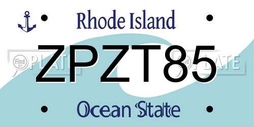 ZPZT85 Rhode Island License Plate