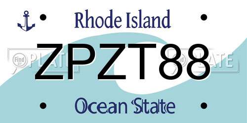 ZPZT88 Rhode Island License Plate