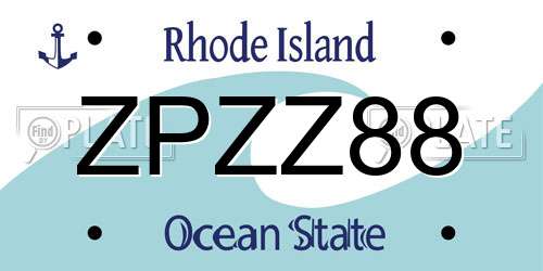 ZPZZ88 Rhode Island License Plate