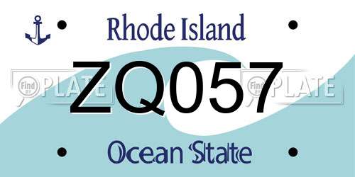 ZQ057 Rhode Island License Plate