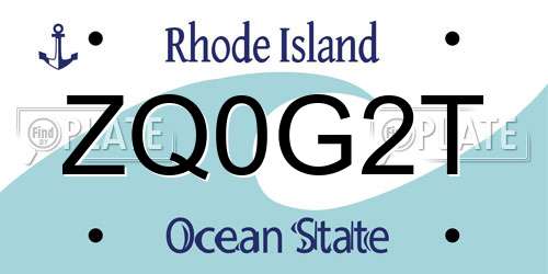 ZQ0G2T Rhode Island License Plate