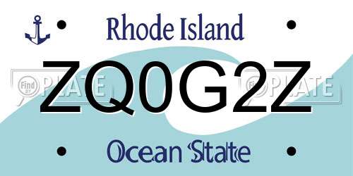 ZQ0G2Z Rhode Island License Plate