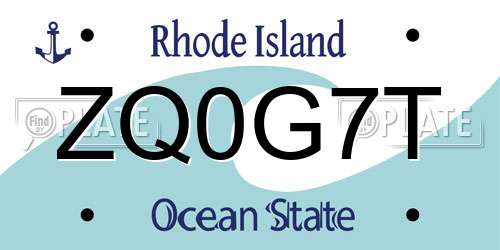 ZQ0G7T Rhode Island License Plate