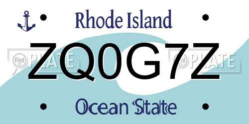 ZQ0G7Z Rhode Island License Plate