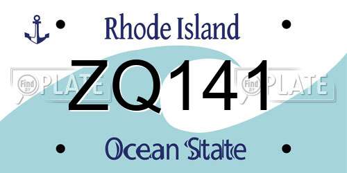 ZQ141 Rhode Island License Plate