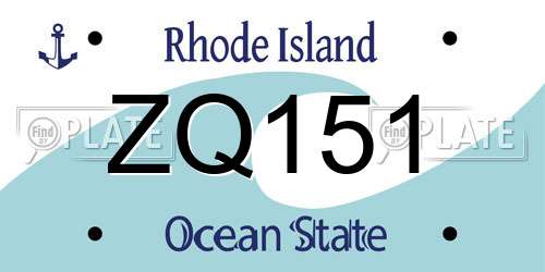 ZQ151 Rhode Island License Plate