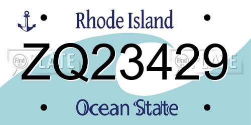 ZQ23429 Rhode Island License Plate