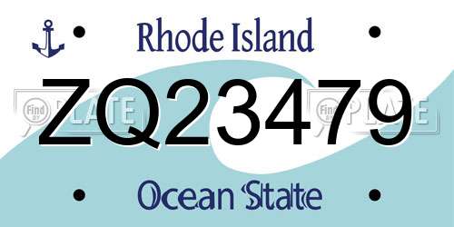 ZQ23479 Rhode Island License Plate