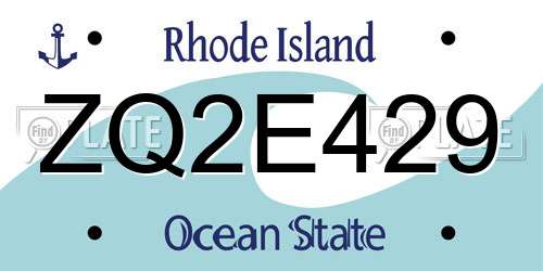 ZQ2E429 Rhode Island License Plate