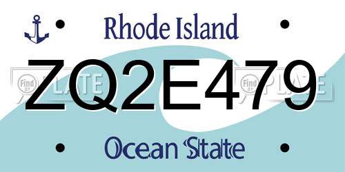 ZQ2E479 Rhode Island License Plate